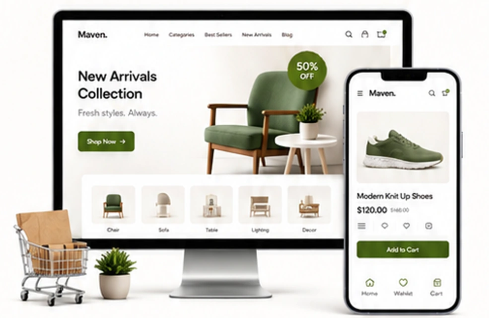 Responsive e-commerce store shown on desktop and mobile devices by Ijaz Lal