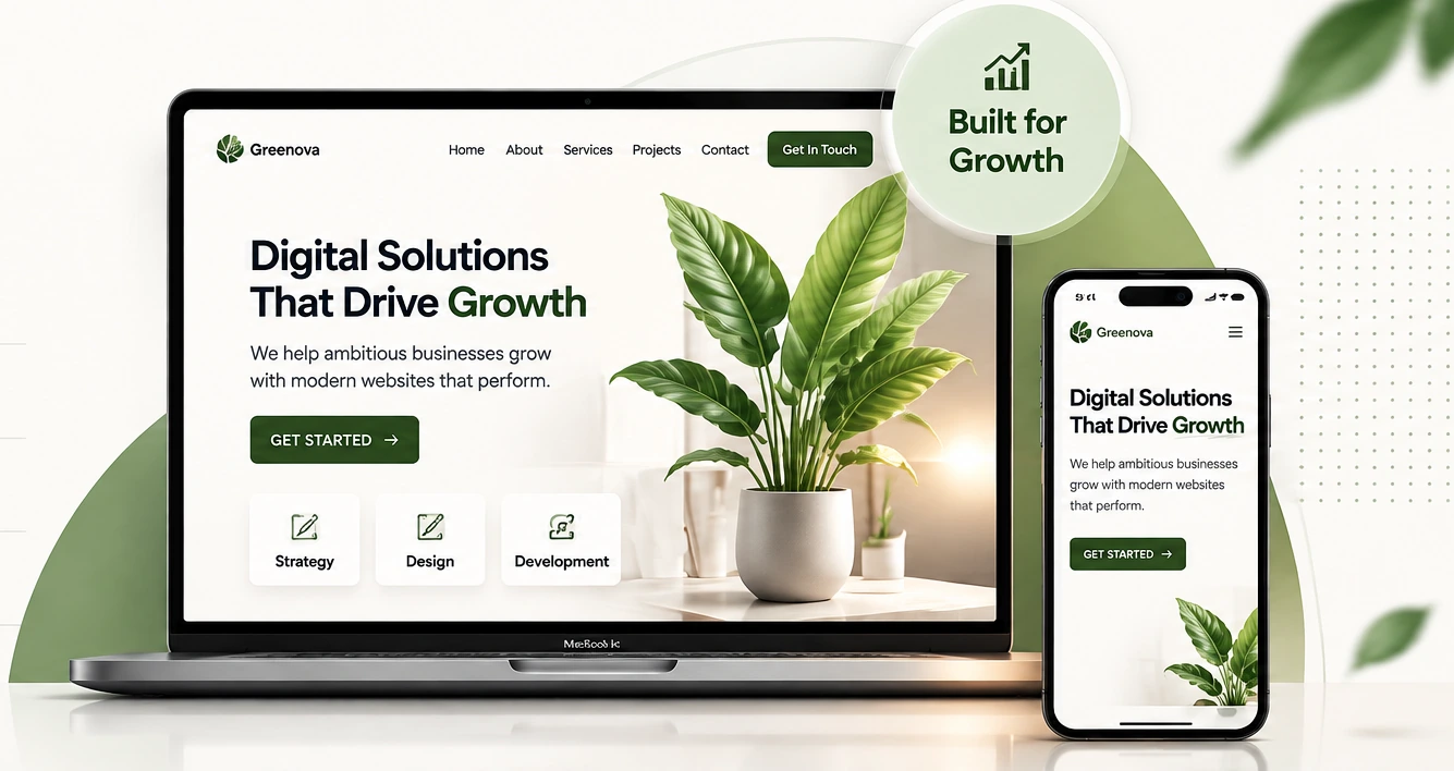 Website redesign focus and strategy shown on laptop and mobile by Ijaz Lal Digital Growth Agency